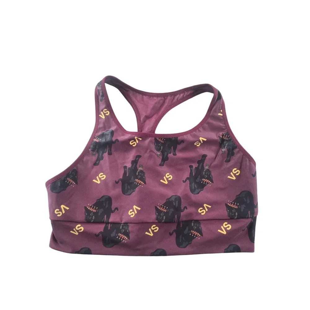 Victoria Sport The Player Racerback Sport Bra XL Maroon Black Panther Crown Logo